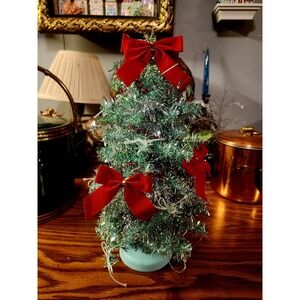Vintage Inspired Cotton Candy Metallic Tinsel Christmas Tree 14" Lighted